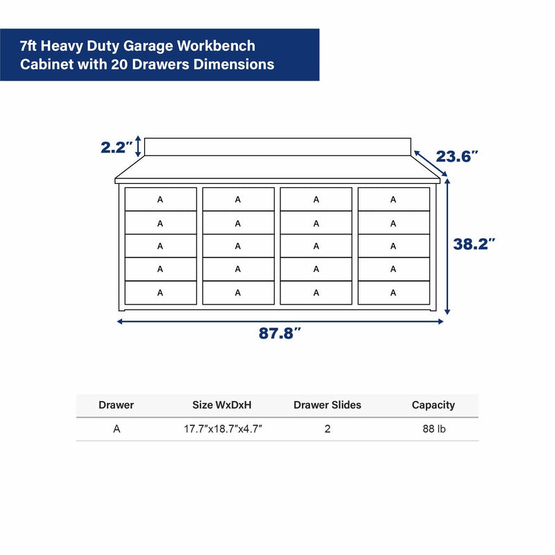 Chery Industrial 7ft Heavy Duty Garage Workbench Cabinet