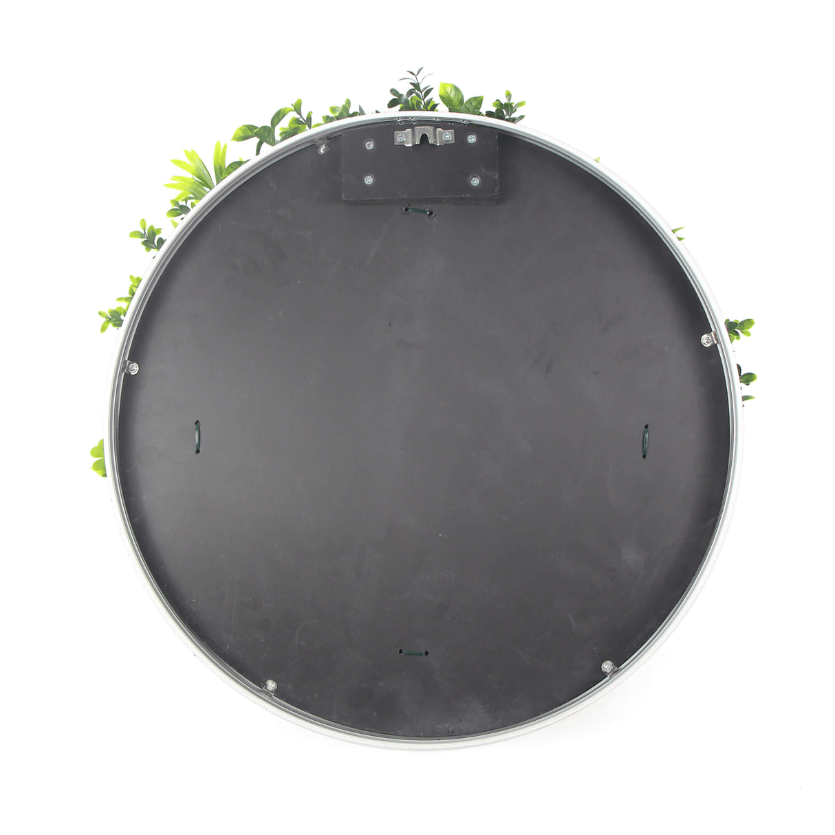 Designer Plants USA Luxury Artificial Green Plant Wall Circle 20" White Frame UV Resistant