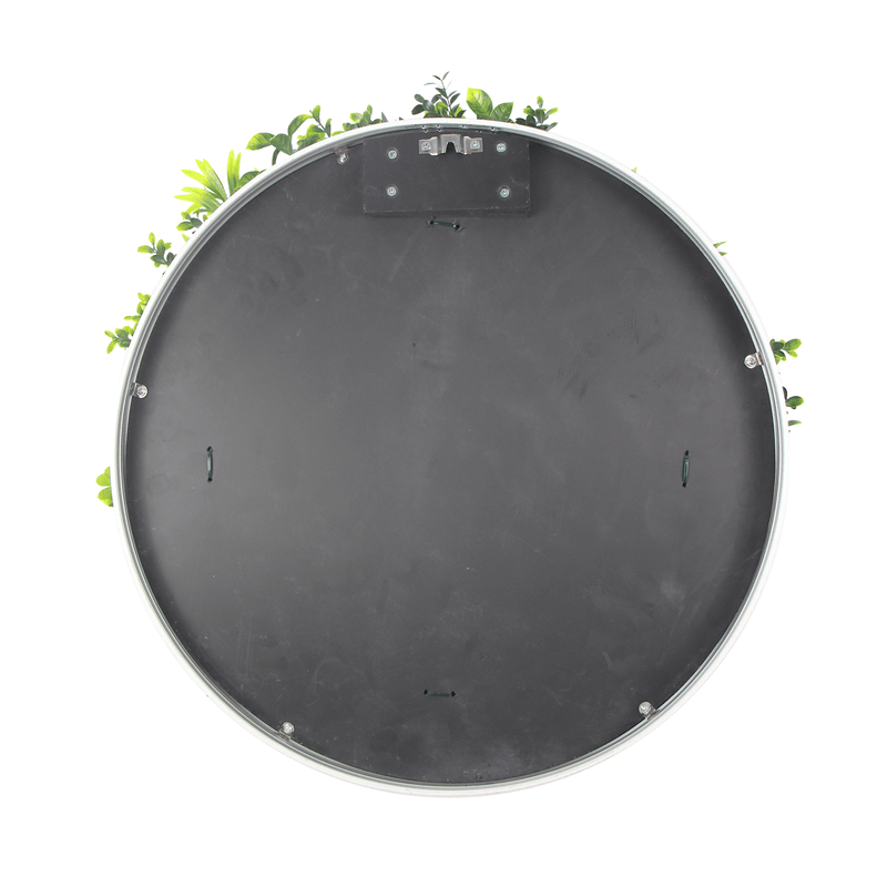 Designer Plants USA Luxury Artificial Green Plant Wall Circle 30" White Frame UV Resistant