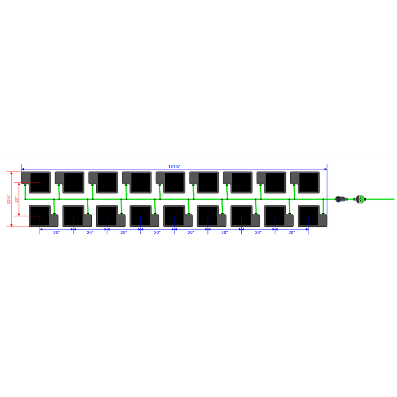 Alien Hydroponics EasyFeed 18 Pot 2 Row Kit