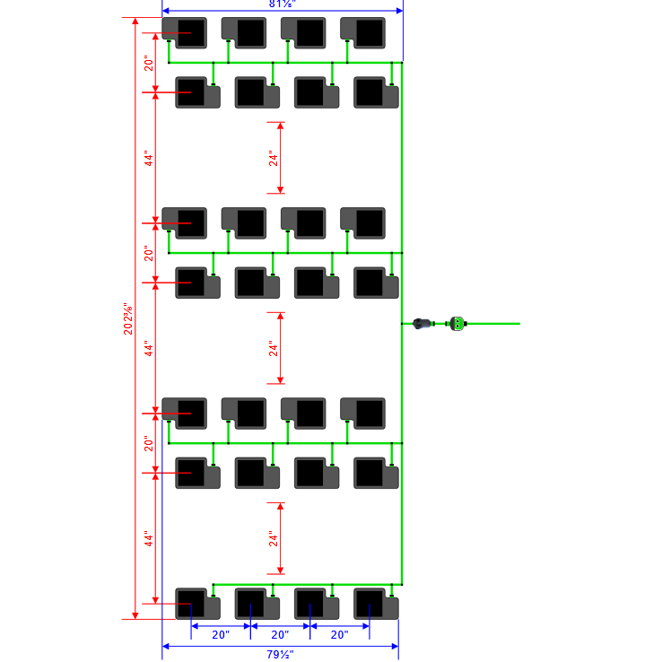 Alien Hydroponics EasyFeed 28 Pot 7 Row Kit