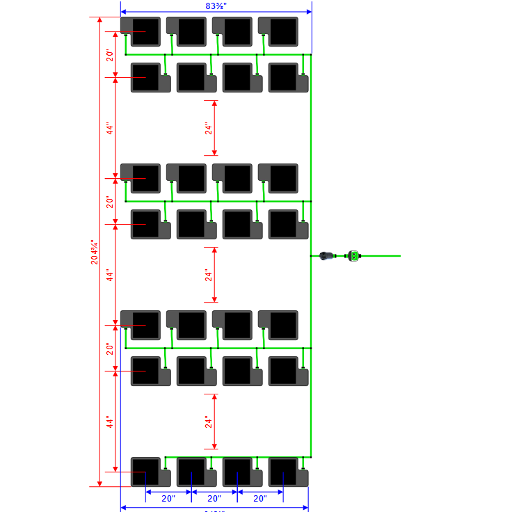 Alien Hydroponics EasyFeed 28 Pot 7 Row Kit