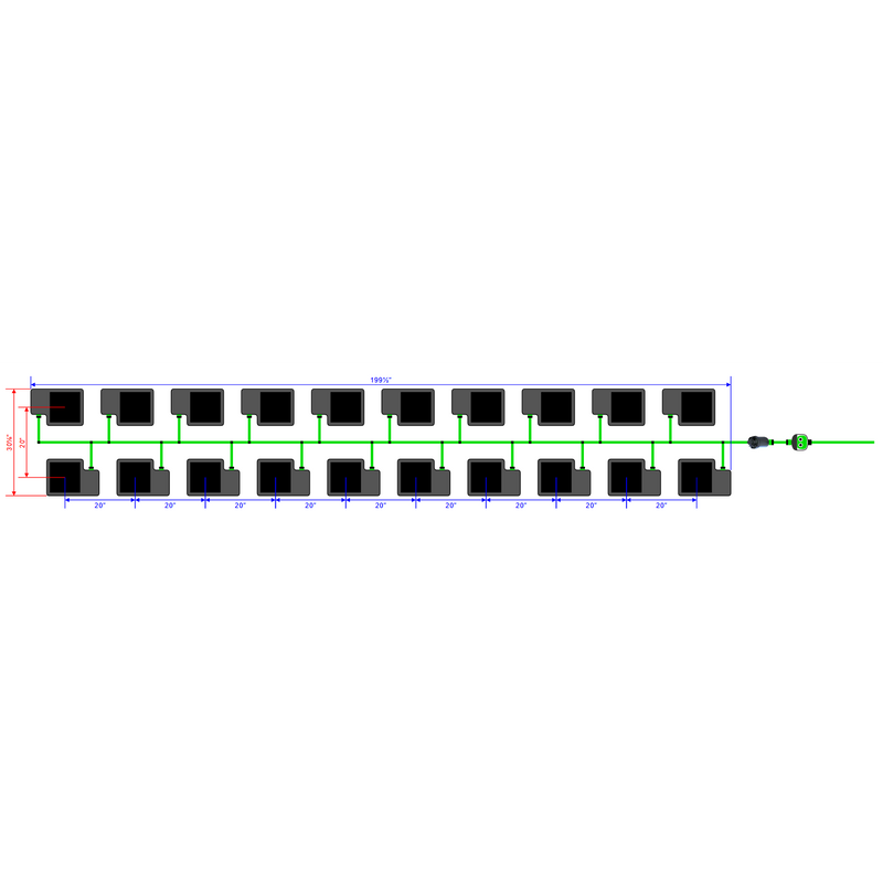 Alien Hydroponics EasyFeed 20 Pot 2 Row Kit