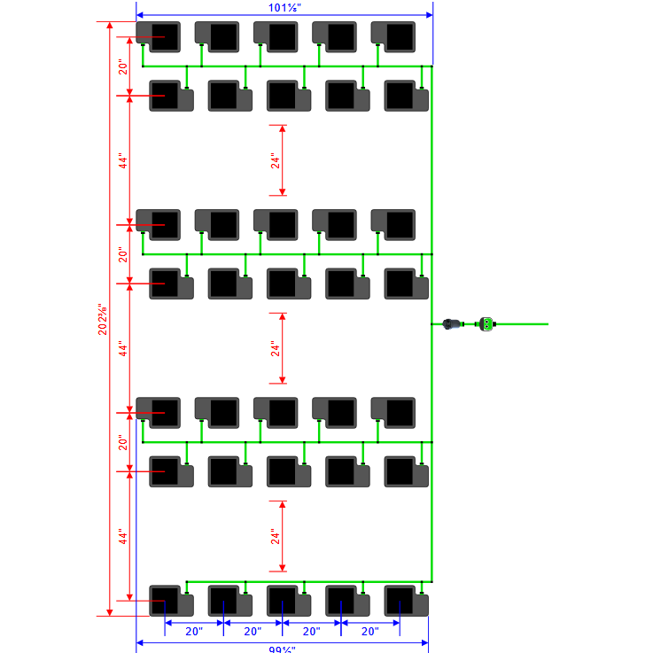 Alien Hydroponics EasyFeed 35 Pot 7 Row Kit