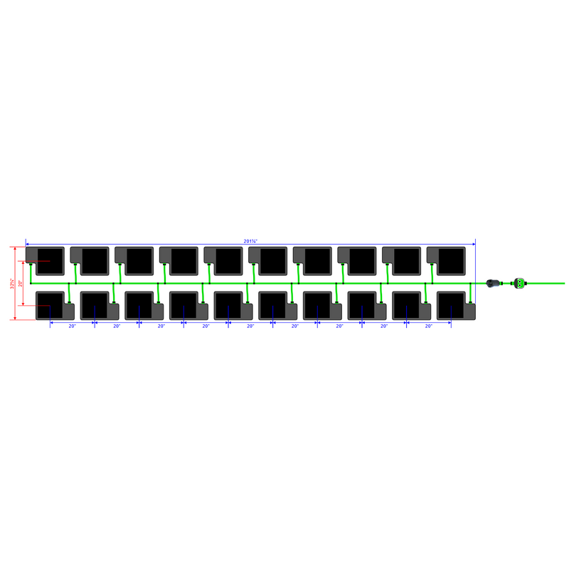 Alien Hydroponics EasyFeed 20 Pot 2 Row Kit