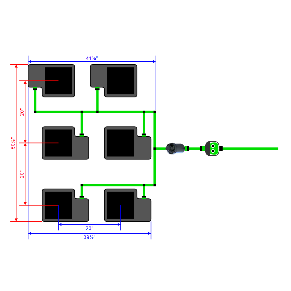Alien Hydroponics EasyFeed 6 Pot 3 Row Kit