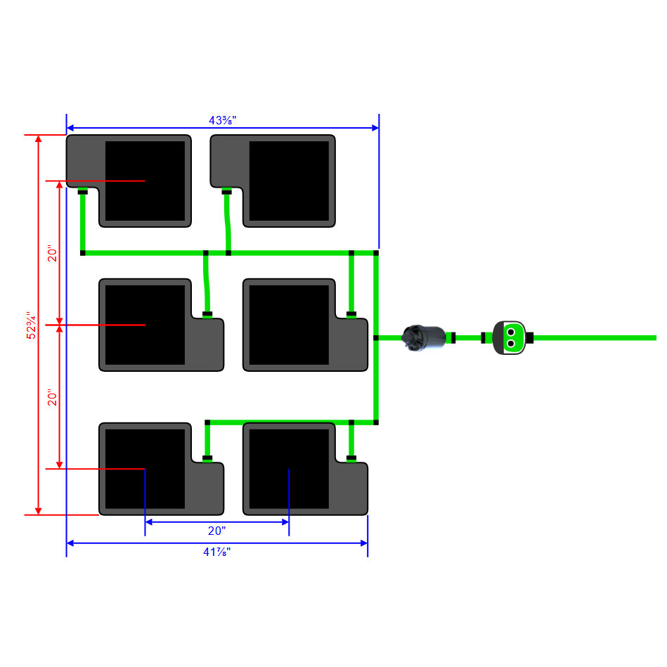 Alien Hydroponics EasyFeed 6 Pot 3 Row Kit