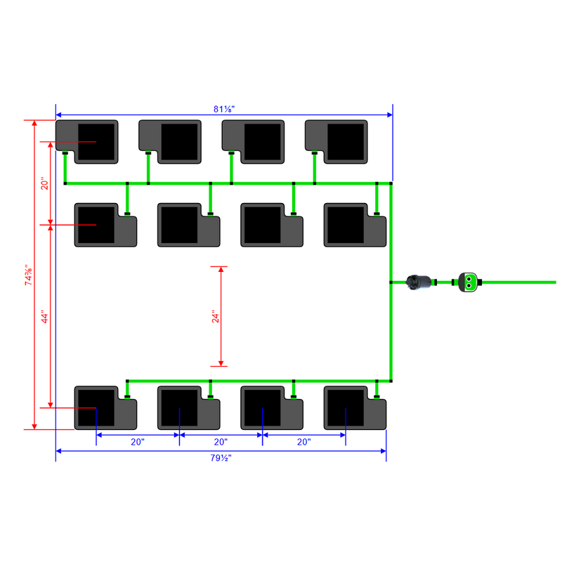 Alien Hydroponics EasyFeed 12 Pot 3 Row Kit