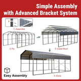 40FT × 20FT Metal Carport Garage Weatherproof Steel Vehicle Shelter