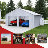 33FT × 25FT Metal Garage Barn Reinforced Steel Structure with Dual Doors