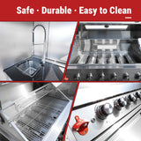 Outdoor Kitchen Station Gas Grill Stainless Steel Built-In Sink Rotisserie