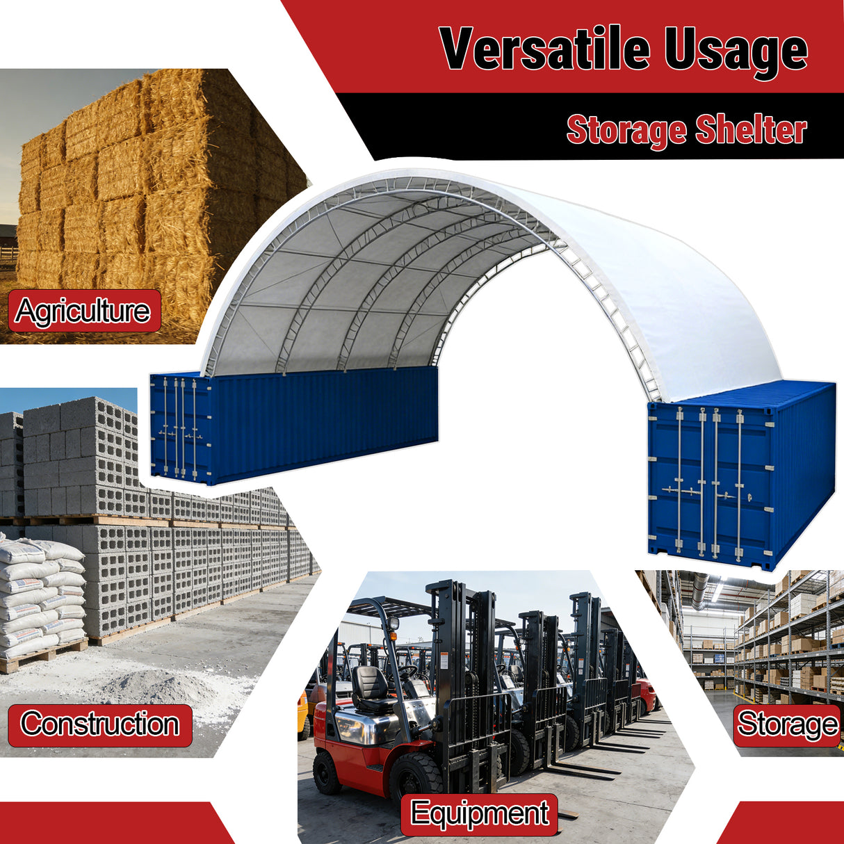 Arch Storage Shelter Single Truss Galvanized Frame Shipping Container Shelter