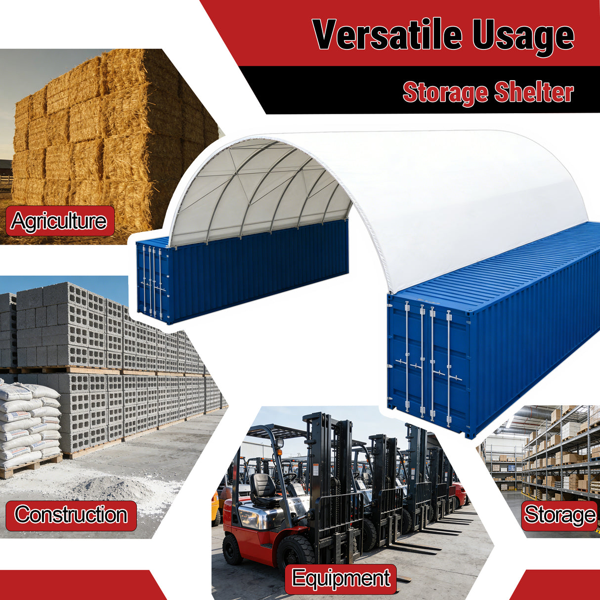 Single Truss Arch Storage Shelter Shipping Container Shelter