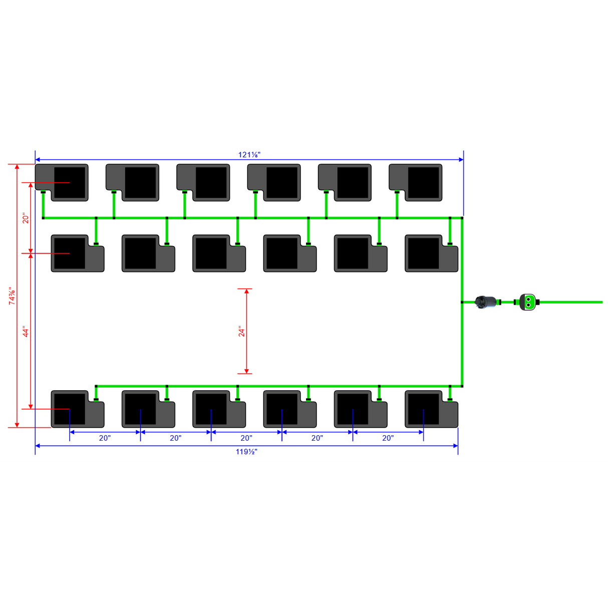 Alien Hydroponics EasyFeed 18 Pot 3 Row Kit