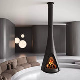 HearthArtSinn Shine 6 Luxury Indoor Hanging Fireplace Wood Burning Fireplace