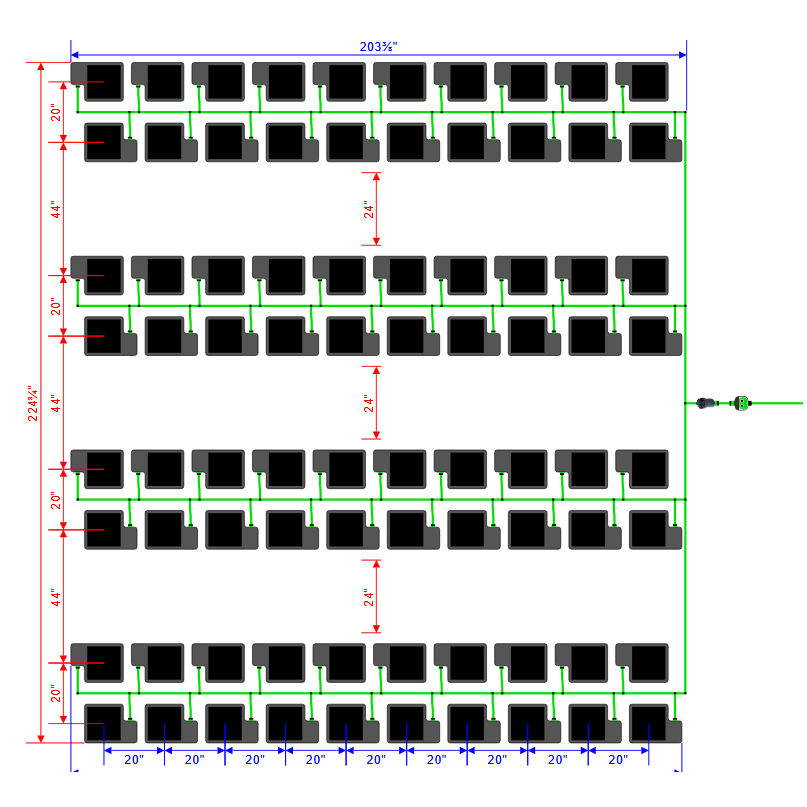 Alien Hydroponics EasyFeed 80 Pot 8 Row Kit