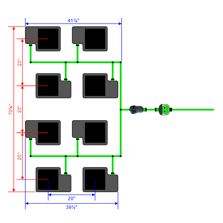 Alien Hydroponics EasyFeed 8 Pot 4 Row Kit