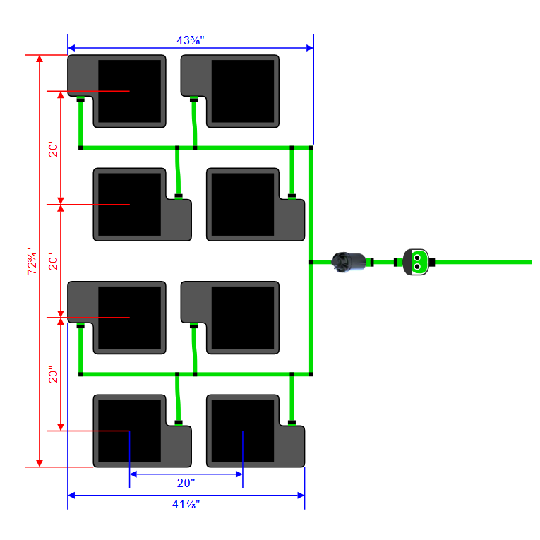 Alien Hydroponics EasyFeed 8 Pot 4 Row Kit