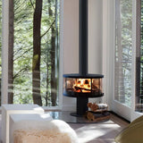 HearthArtSinn Ember 3 Modern Indoor Round Glass Real Fire Fireplace