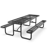 Chery Industrial 8 ft Metal Picnic Tables for Outdoors, Rectangle Coated Steel Patio Furniture Set