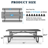 Chery Industrial 8 ft Metal Picnic Tables for Outdoors, Rectangle Coated Steel Patio Furniture Set