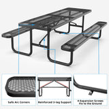 Chery Industrial 8 ft Metal Picnic Tables for Outdoors, Rectangle Coated Steel Patio Furniture Set