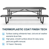 Chery Industrial 8 ft Metal Picnic Tables for Outdoors, Rectangle Coated Steel Patio Furniture Set