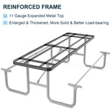 Chery Industrial 8 ft Metal Picnic Tables for Outdoors, Rectangle Coated Steel Patio Furniture Set