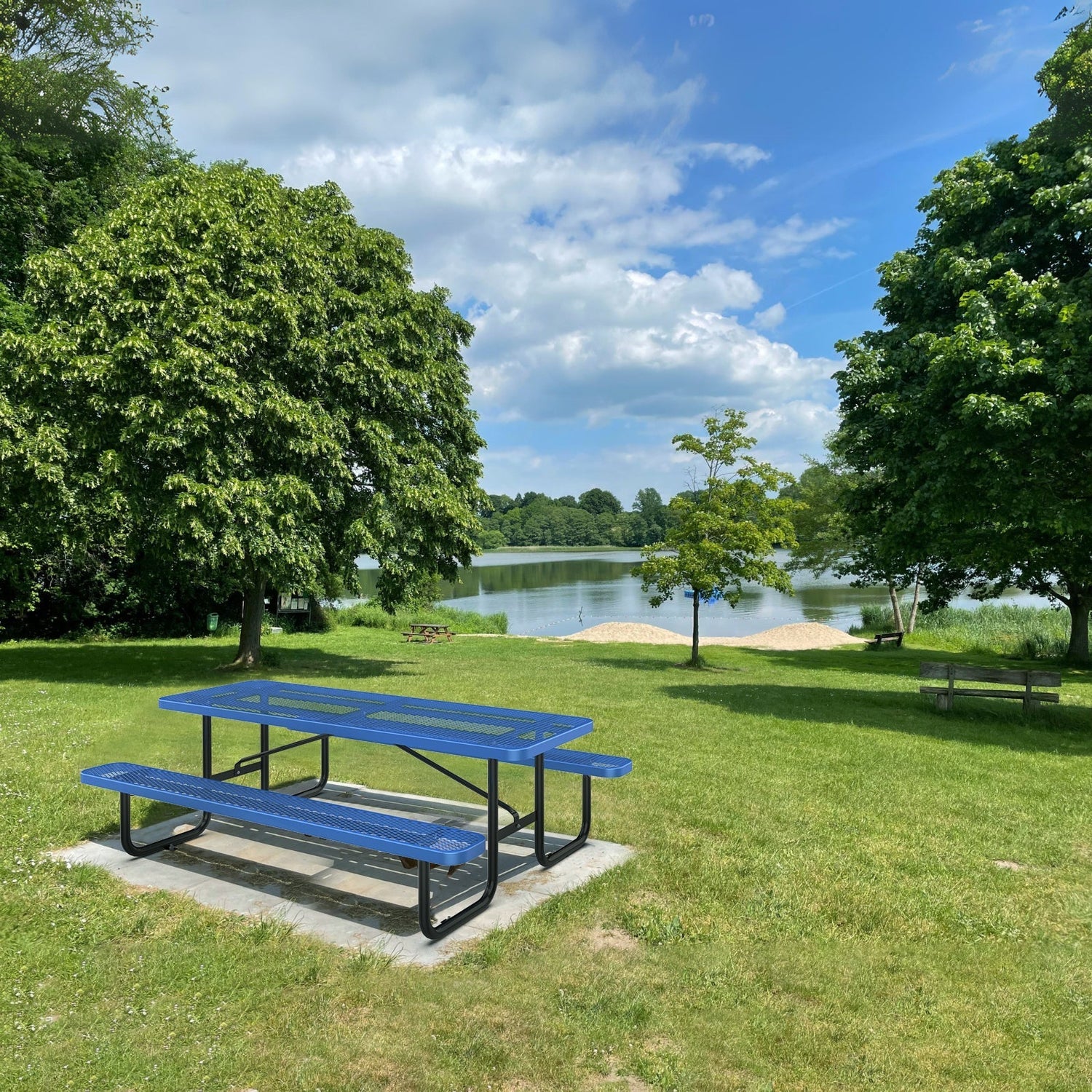 Chery Industrial 8 ft Metal Picnic Tables for Outdoors, Rectangle Coated Steel Patio Furniture Set