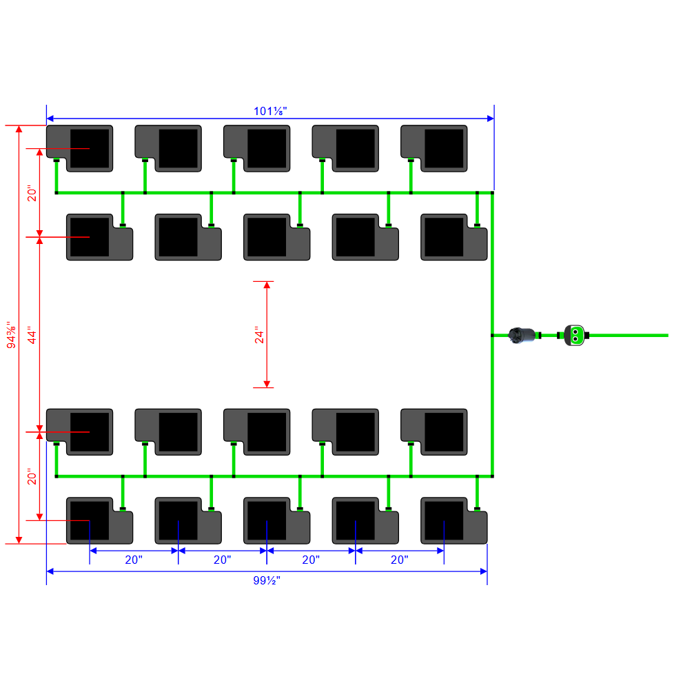 Alien Hydroponics EasyFeed 20 Pot 4 Row Kit