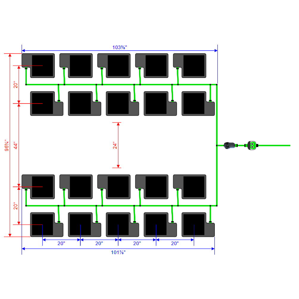 Alien Hydroponics EasyFeed 20 Pot 4 Row Kit