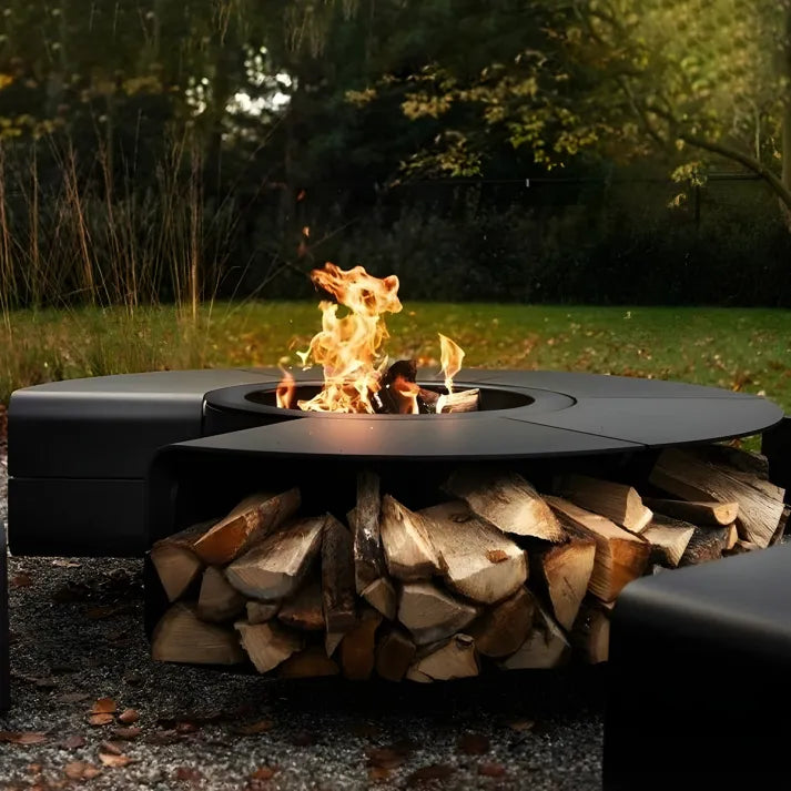 HearthArtSinn Volcano 14 Outdoor Stainless Gas Fireplace Steel Wood Fire Pit