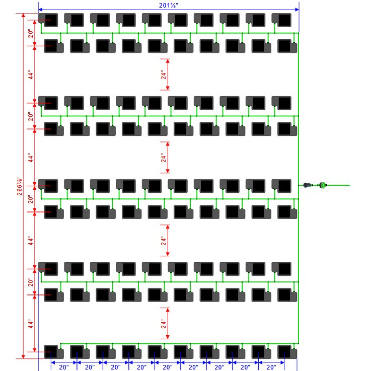 Alien Hydroponics EasyFeed 90 Pot 9 Row Kit