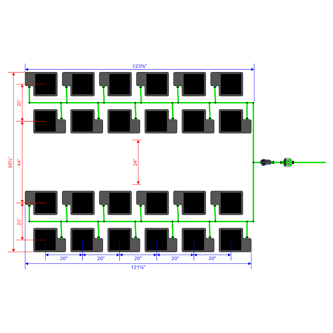 Alien Hydroponics EasyFeed 24 Pot 4 Row Kit