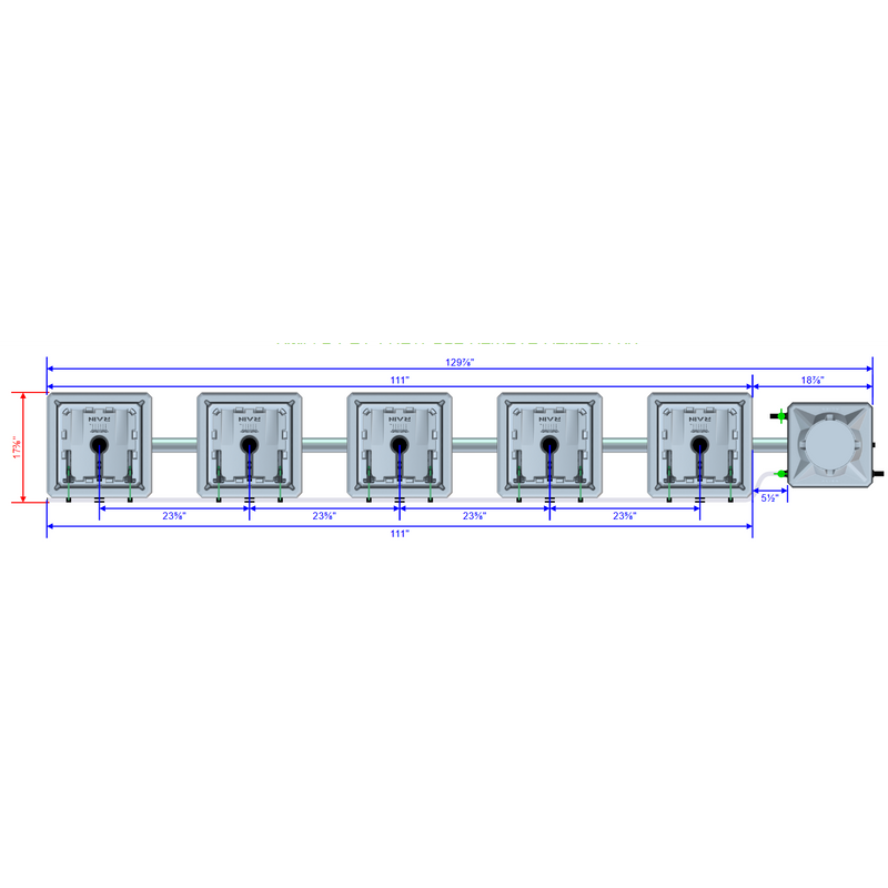 Alien Hydroponics RAIN 5 Pot 1 Row Kit