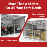 20FT × 12FT Livestock Metal Shed Heavy‑Duty Steel Shelter with Skid Base K1912