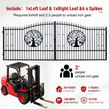 20FT Double Swing Steel Driveway Gate with Tree of Life Design