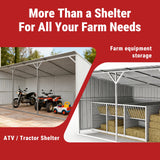 25FT × 12FT Metal Farm Shed Heavy‑Duty Steel Shelter for Driveway & Equipment