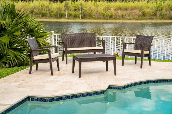 Rainbow Outdoor Alaska 4-Piece Seating Set with Cushions-Brown