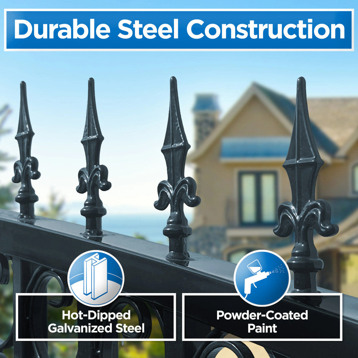 Chery Industrial 18’ x 6’ Steel Dual Swing Driveway Gate Venice‑Style