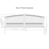 Chery Industrial 18’ x 6’ Steel Dual Swing Driveway Gate Paris‑Style