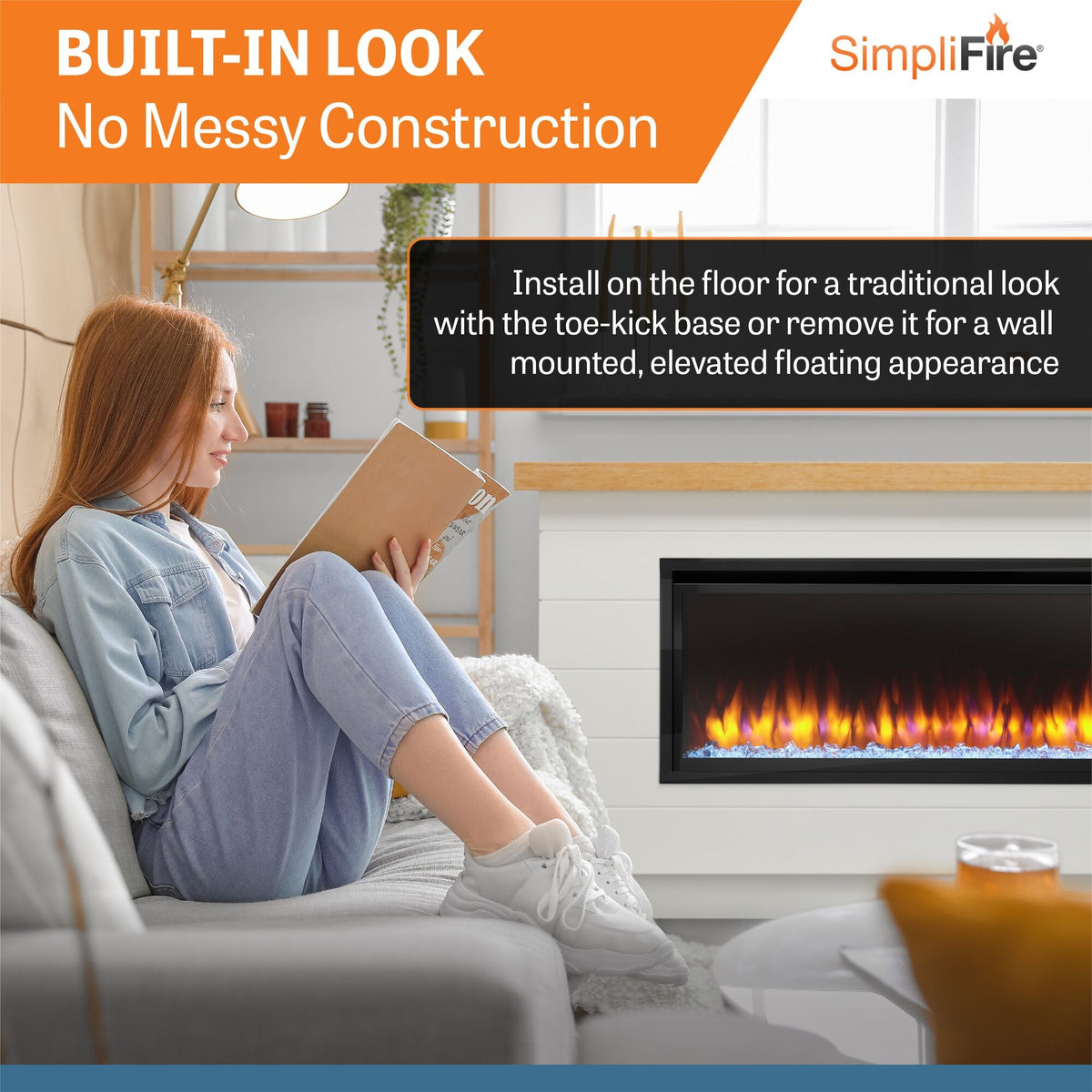 SimpliFire Allusion Platinum 50-Inch Wall Mount/Recessed Linear Electric Fireplace