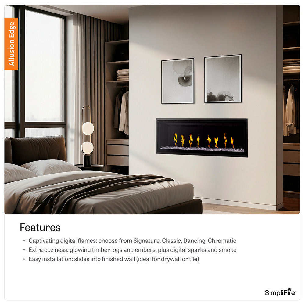SimpliFire Allusion Edge 50" Linear Built-In Virtual Electric Fireplace