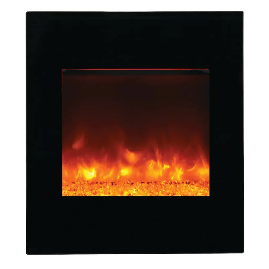Amantii 24" Zero Clearance Electric Fireplace with Black Glass Surround and Log Set ZECL-24-2923-BG