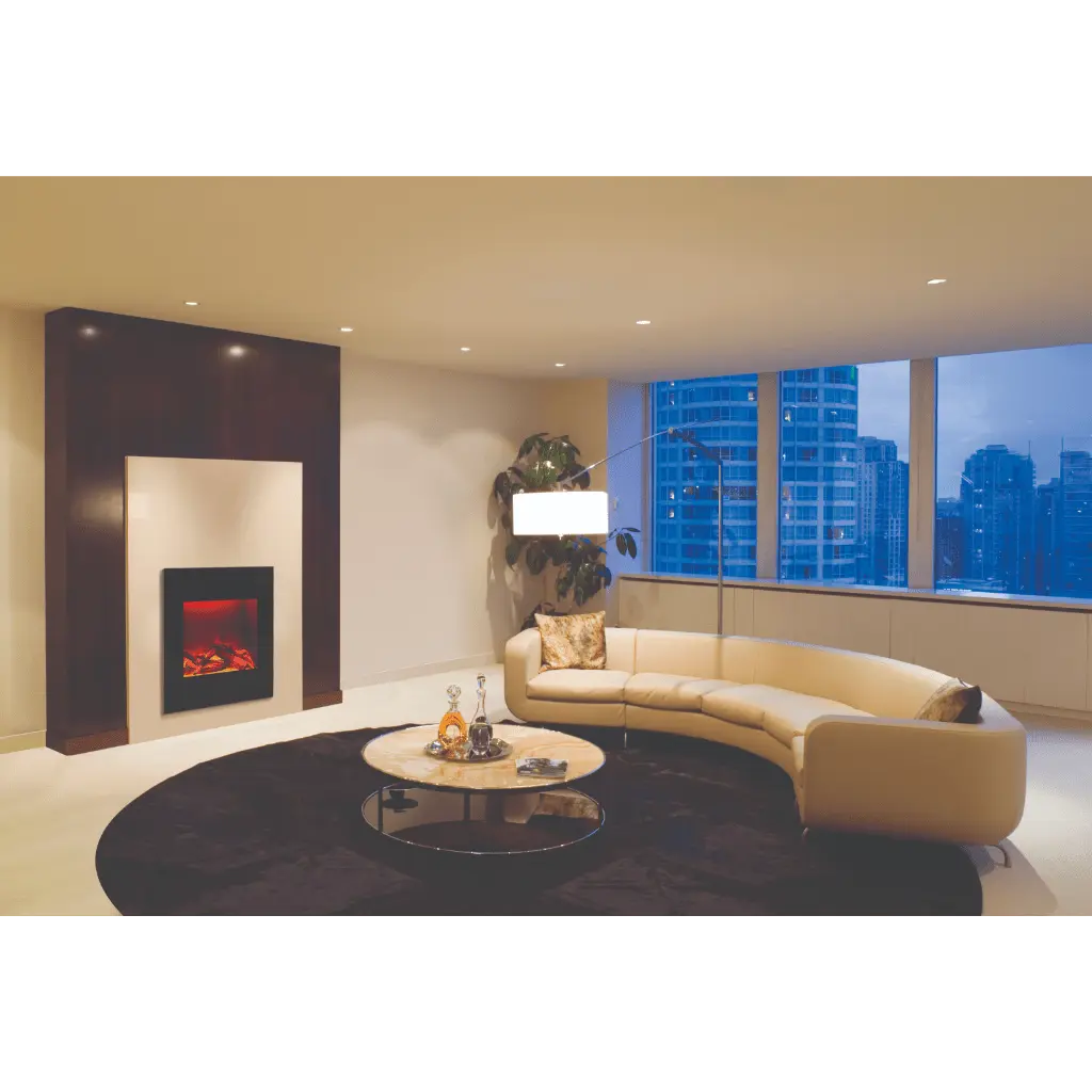 Amantii 24" Zero Clearance Electric Fireplace with Black Glass Surround and Log Set ZECL-24-2923-BG