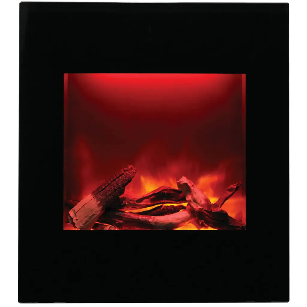 Amantii 24" Zero Clearance Electric Fireplace with Black Glass Surround and Log Set ZECL-24-2923-BG