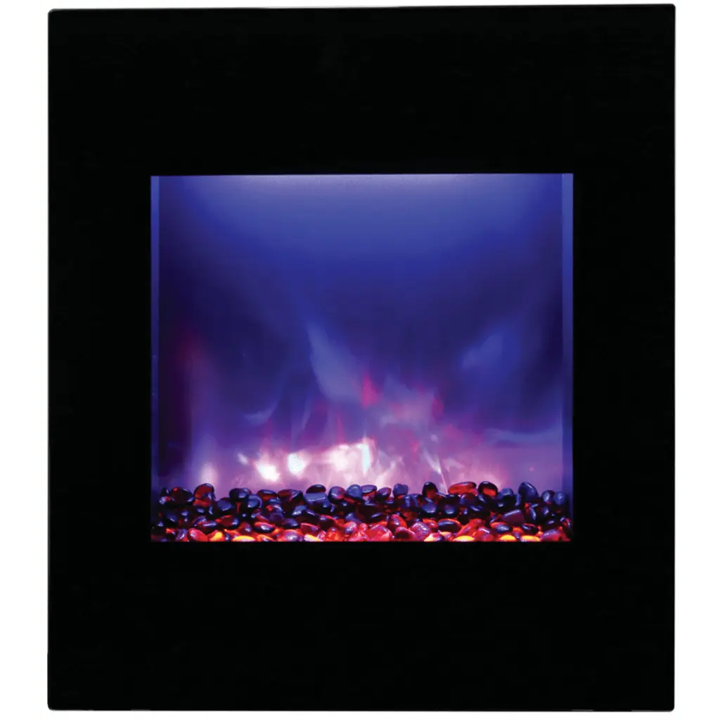 Amantii 24" Zero Clearance Electric Fireplace with Black Glass Surround and Log Set ZECL-24-2923-BG