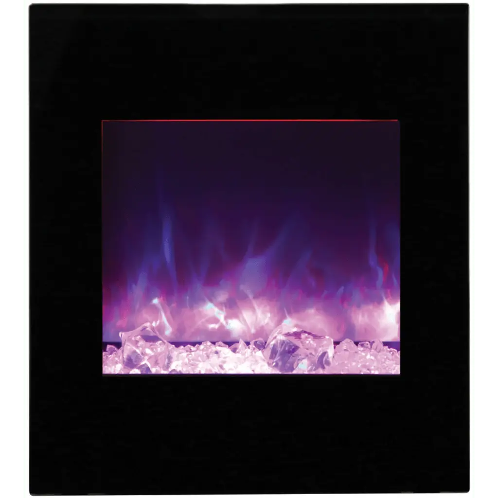 Amantii 24" Zero Clearance Electric Fireplace with Black Glass Surround and Log Set ZECL-24-2923-BG