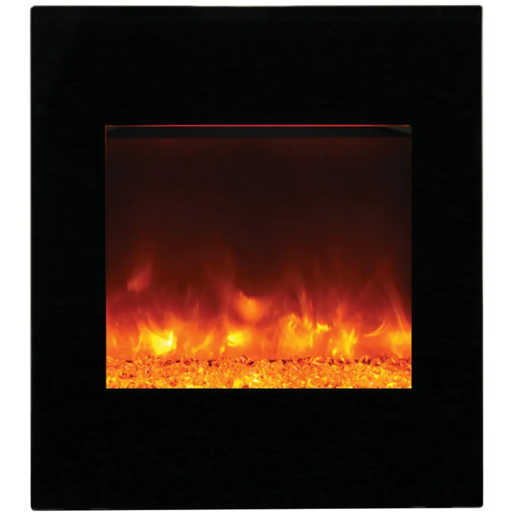 Amantii 24" Zero Clearance Electric Fireplace with Black Glass Surround and Log Set ZECL-24-2923-BG