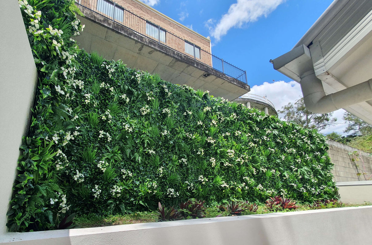 Designer Plants USA Luxury Snowy White Artificial Vertical Garden 40 x 40 Commercial Grade